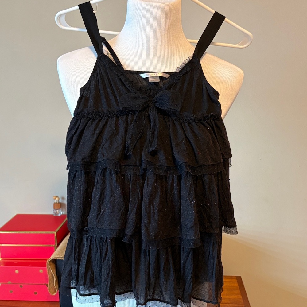 Victoria's Secret Black Ruffled Tiered Camisole